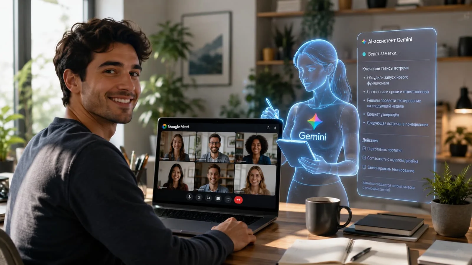 ИИ-заметки в Google Meet стали доступны для простых пользователей

Ранее сервис был доступен для клиентов из сферы образования и корпоративных пользователей Google Workspace Функция «Сделай заметки для меня» (Take notes for me) в сервисе видеоконференций Google Meet теперь распространяется на владельцев индивидуальных учётных записей. Воспользоваться новым инструментом могут подписчики тарифов Google AI Pro и AI Ultra. Изображение сгенерировано нейросетью ChatGPT Изображение сгенерировано нейросетью ChatGPT ИИ-заметки работающют на базе нейросети Gemini и позволяют автоматизировать процесс протоколирования, избавляя участников от необходимости отвлекаться на ручной ввод текста. Инструмент работает в фоновом режиме во время видеозвонка на веб-платформе и в мобильном приложении Google Meet с разрешения пользователя. После активации он выполняет несколько действий: Транскрипция в реальном времени. Gemini преобразует устную речь участников в текст, создавая полную стенограмму встречи. Формирование сводки.

На основе транскрипции искусственный интеллект генерирует краткое резюме встречи, выделяя ключевые тезисы и, что особенно важно, фиксируя основные задачи и пункты действий. Автоматическое сохранение. По завершении звонка все сгенерированные заметки и резюме автоматически сохраняются в виде документа Google Docs в облачном хранилище Google Drive пользователя. Уведомление участников.

Для обеспечения прозрачности все участники встречи получают уведомление о том, что ведётся автоматическая запись и транскрипция. После окончания встречи пользователь также получает электронное письмо, содержащее краткое резюме и список определённых ИИ задач. Это позволяет быстро ознакомиться с итогами обсуждения, не перечитывая полный транскрипт. Для активации функции у подписчиков Google AI Pro и Ultra есть два варианта. Во время активного звонка можно нажать на значок карандаша в верхней части окна Google Meet. Также можно включить автоматическое ведение заметок для всех будущих встреч, активировав соответствующий параметр в настройках Google Meet в разделе «Записи встреч».

#технологии #google_meet #искусственный_интеллект #видеоконференции